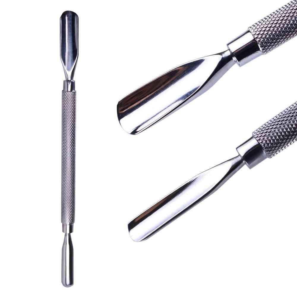 1pcs Double-ended Stainless Steel Cuticle Pusher Dead Skin Push Remover