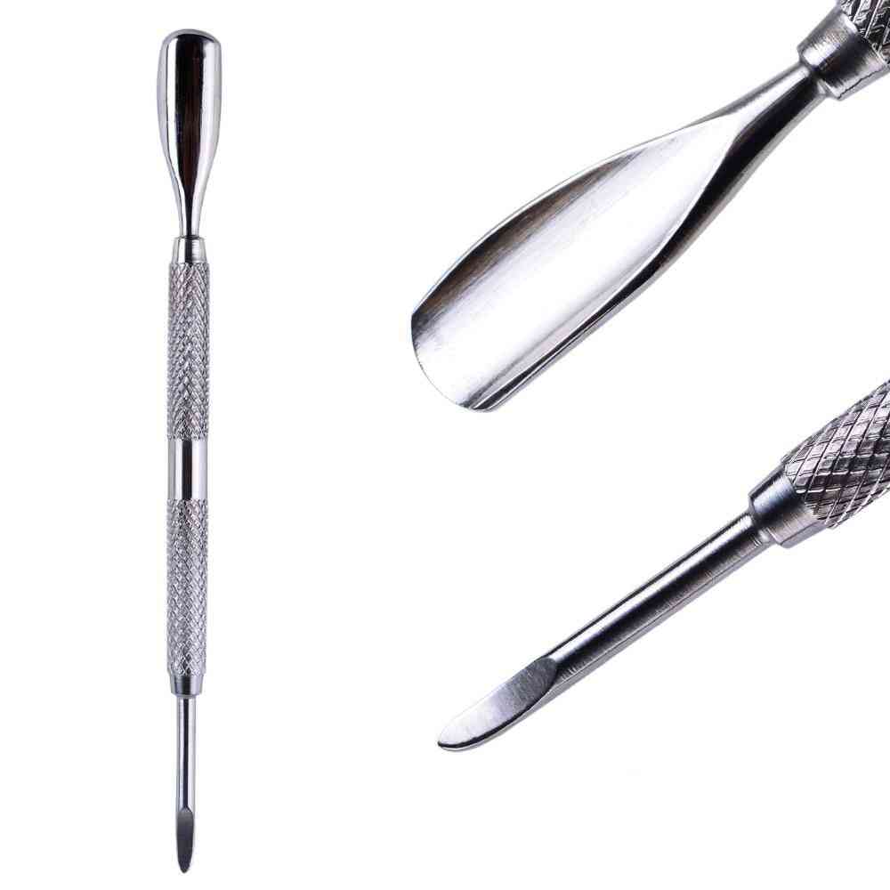 1pcs Double-ended Stainless Steel Cuticle Pusher Dead Skin Push Remover
