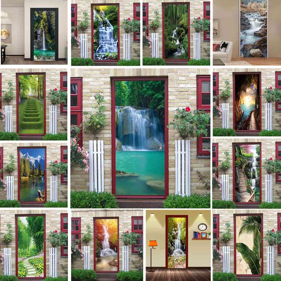Natural Scenery Door Wallpaper, Home Decor ( Set 3)