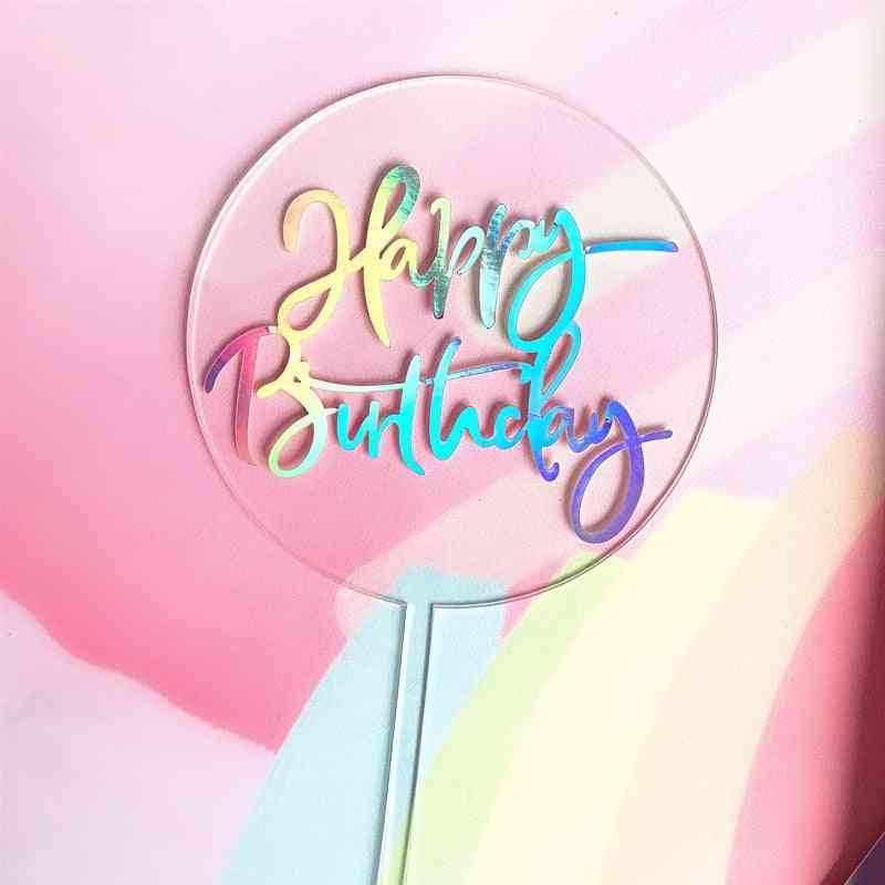 Happy Birthday Acrylic Laser Colored Circle Cake Topper
