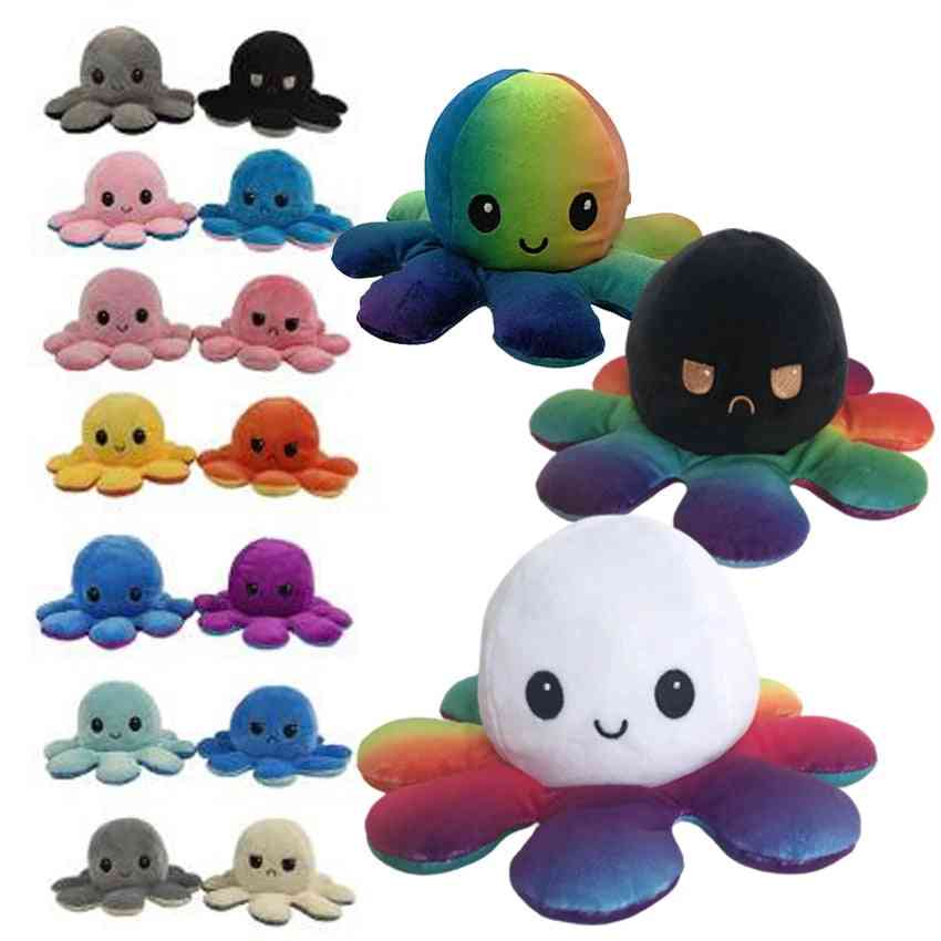 Flip emoce chobotnice plyšová hračka polštář barevné měkké simulační panenka