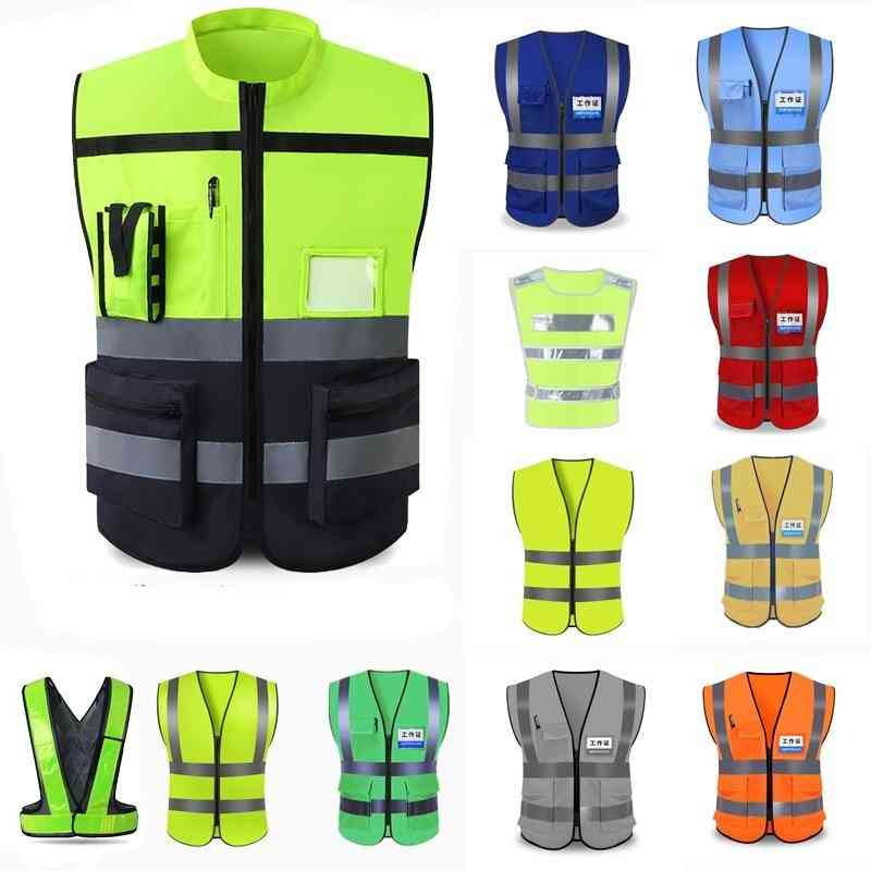 Unisex High Visibility Reflective Safety Vest Traffic Warning Waistcoat Construction Worker