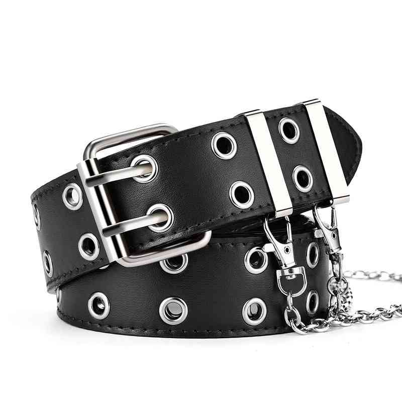 Genuine Leather- Punk Style, Pin Buckle, Jeans Decorative, Chain Belts
