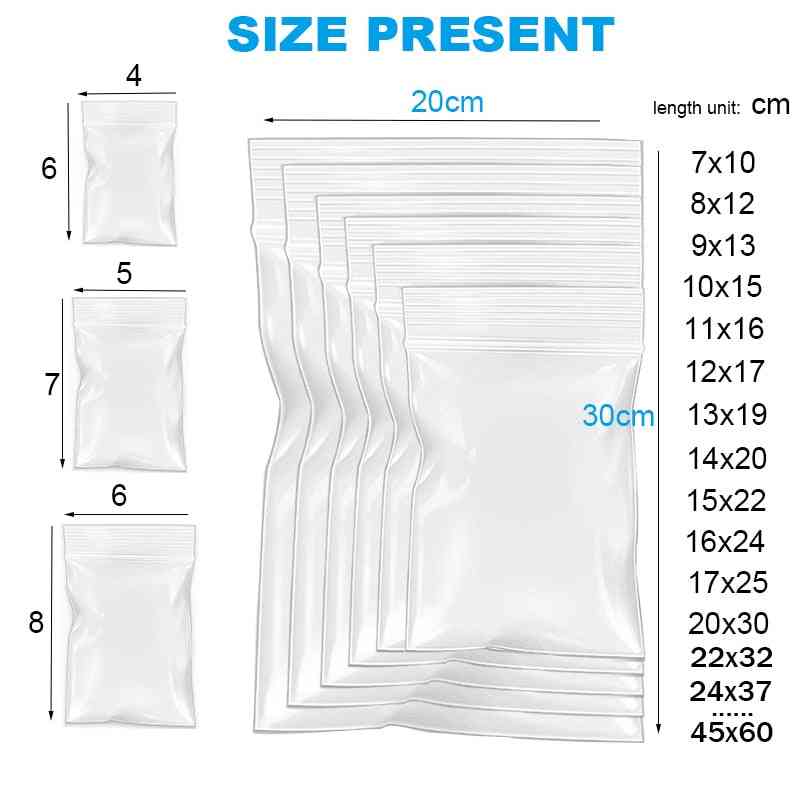 Vastag átlátszó cipzáras zár ziplock tároló nagy teherbírású átlátszó műanyag zacskó