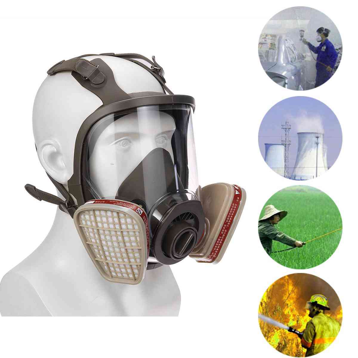 Face Gas Mask, Adjustable Full Facepiece Painting Spraying Respirator