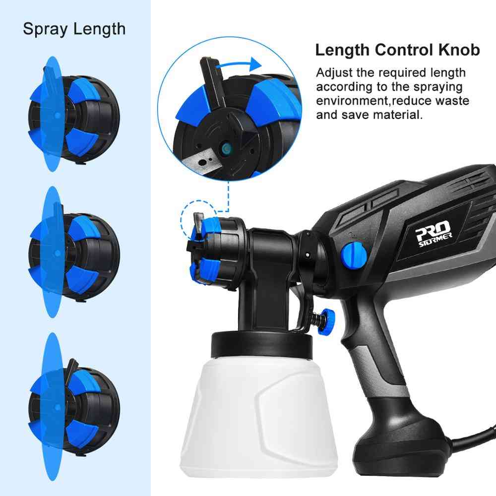 600w- Electric Spray, Paint Gun With 4-nozzle, Flow Control