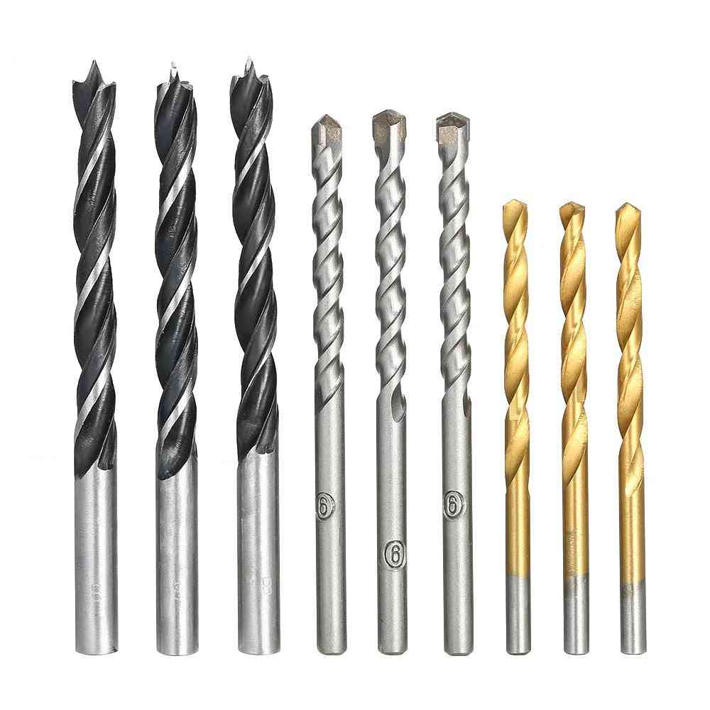 Deluxe Auger Drill Bit Set Alloy Steel Long Ship Wood Hole Cutter