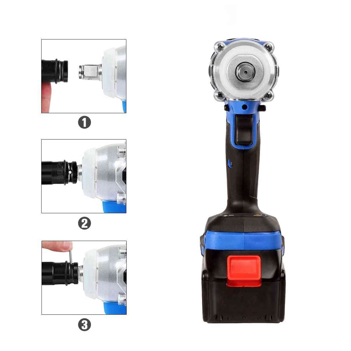 Electric Brushless Wrench Socket, Li-ion Battery Hand Drill Power Tools