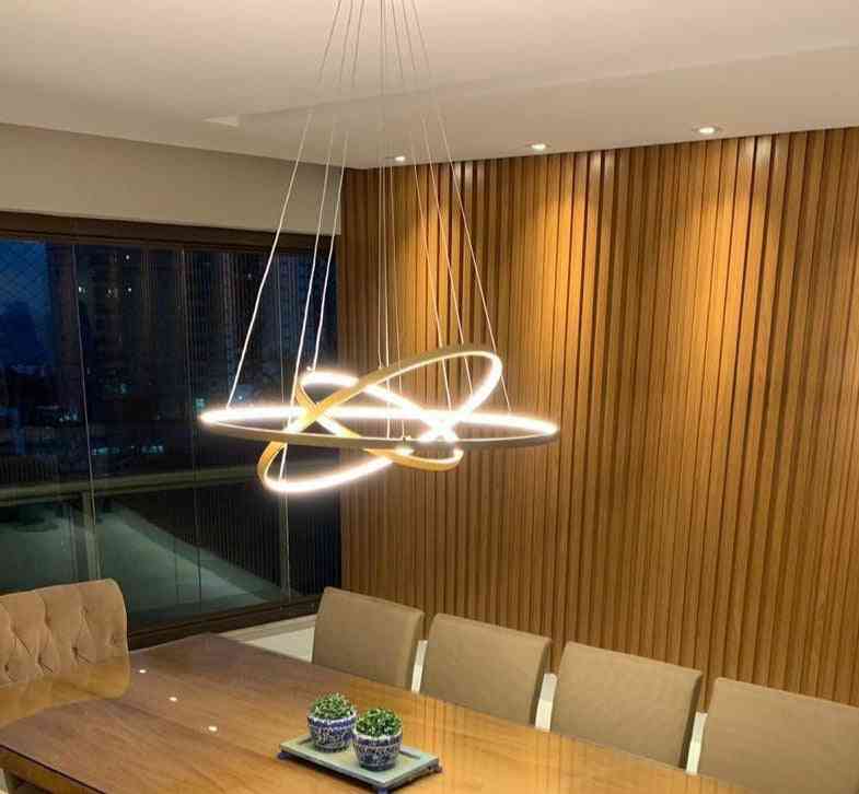 Modern Led Pendant Lights, Circle Rings Aluminum Body Fixtures Lamp
