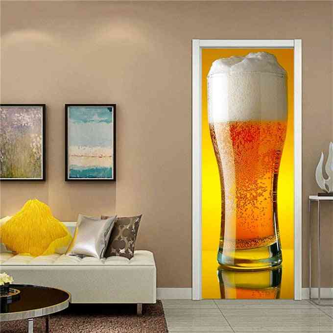 Wine Glass Design Door Decoration Wallpaper 3d Wall Sticker