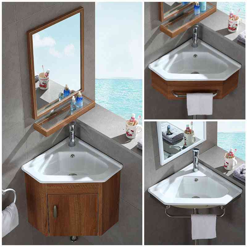 Alu- mini væghængt håndvask, keramisk vask, bordskab med spejl
