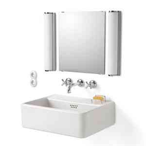 Alu- mini væghængt håndvask, keramisk vask, bordskab med spejl