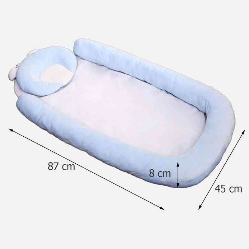 Portable Baby Travel Bed Soft Washable Cotton Crib, Detachable Qualitative Pillow