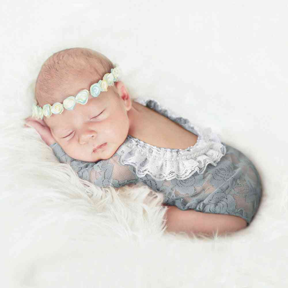 Newborn Baby Photography Props Outfit Lace Romper Jumpsuit