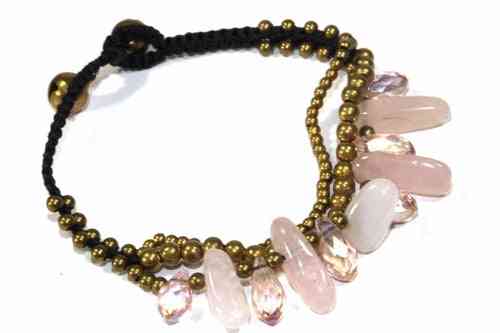 Bracelet romance quartz rose et cristaux