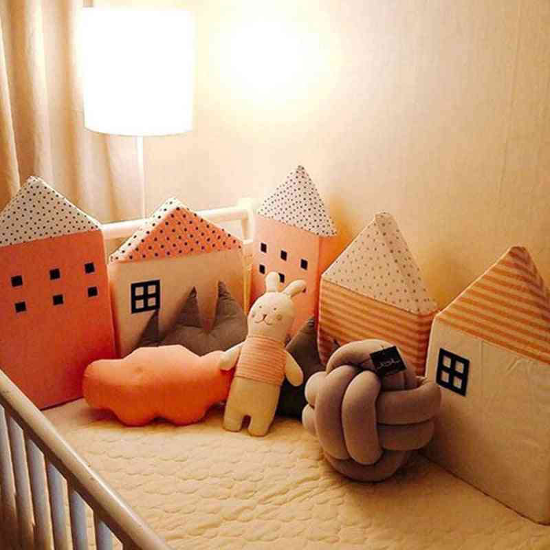 Children's Playpen Baby Crib Bumper, Nordic Cotton, House Shape Bed Fence