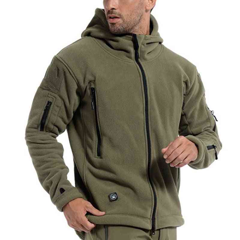 Men Winter Thermal Fleece, Military Tactical Jacket, Outdoors Sports Hooded Coat, Hiking Hunting Combat Camping Army Soft Shell
