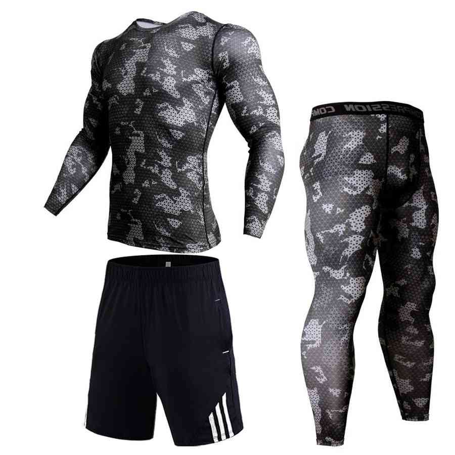 Sport fitness- løbeskjortebukser, træningsdragt, leggings sæt-2