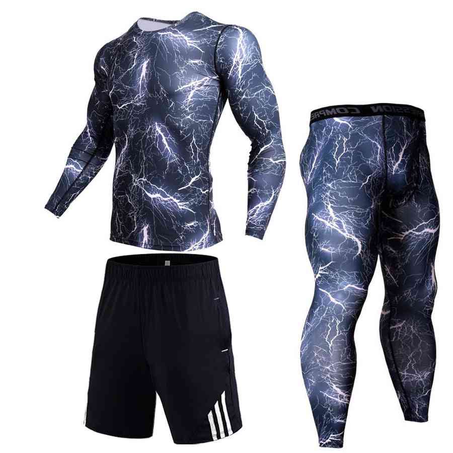 Sport fitness- løbeskjortebukser, træningsdragt, leggings sæt-2