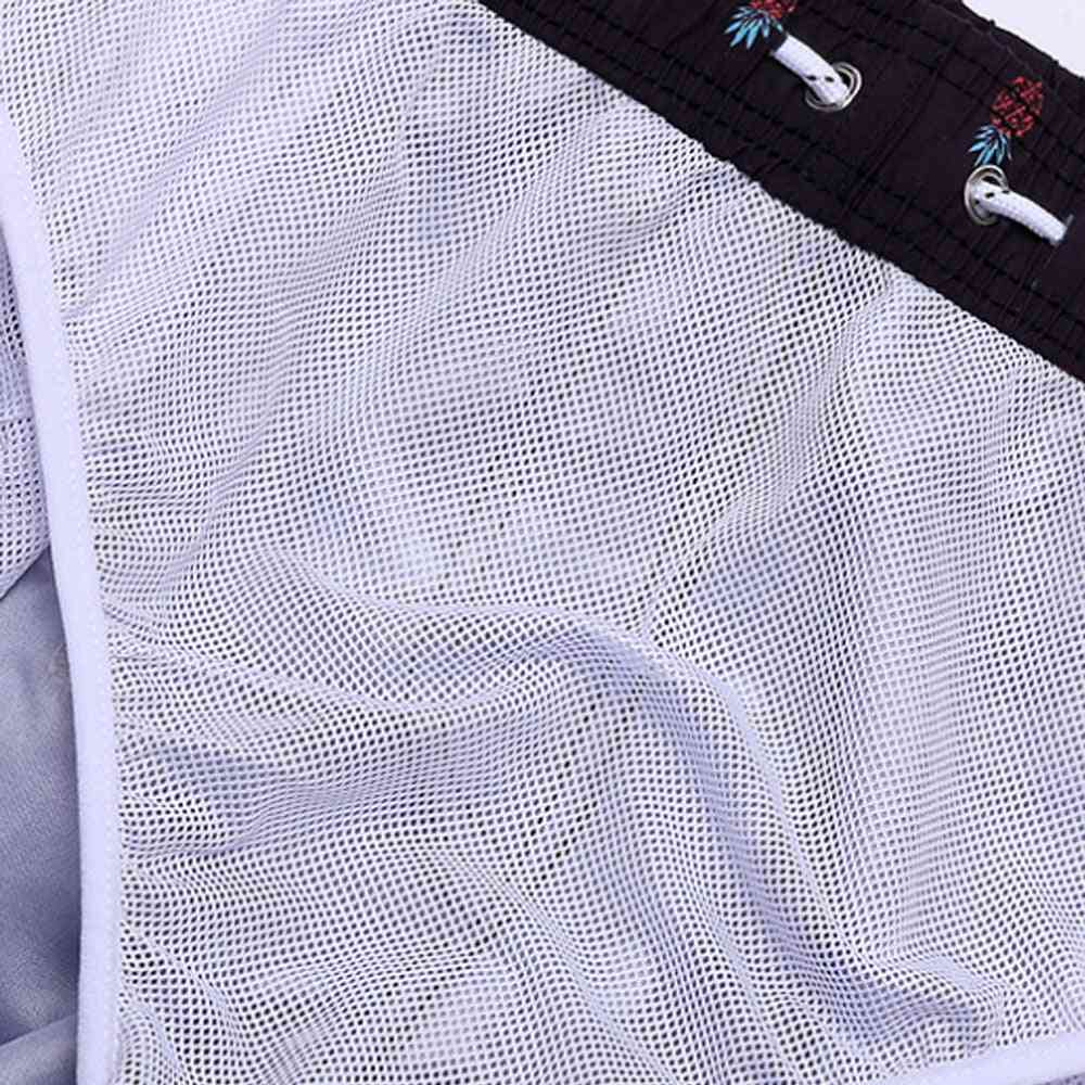 Korte badebukser med hurtigtørrende print til mænd med mesh-for badedragter (sæt-1)