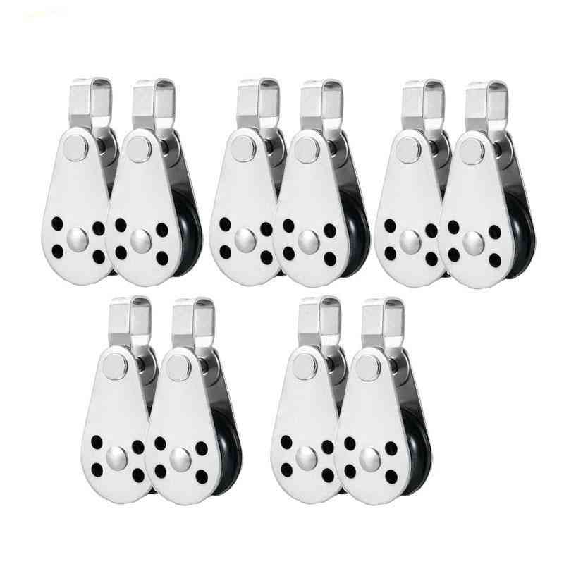 10-pcs Marine Boat, Pulley Blocks Rope Stainless Steel, Canoe Anchor Trolley Kit