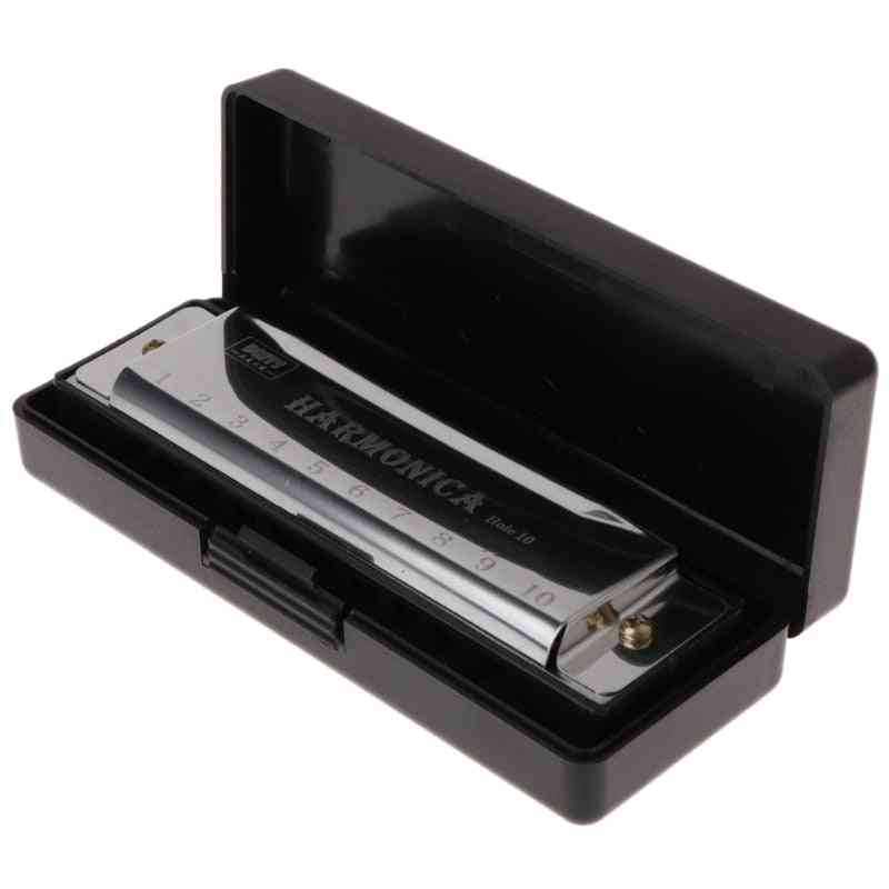 10-holes Key Blues, Harmonica Musical Instrument, Educational Toy With Case