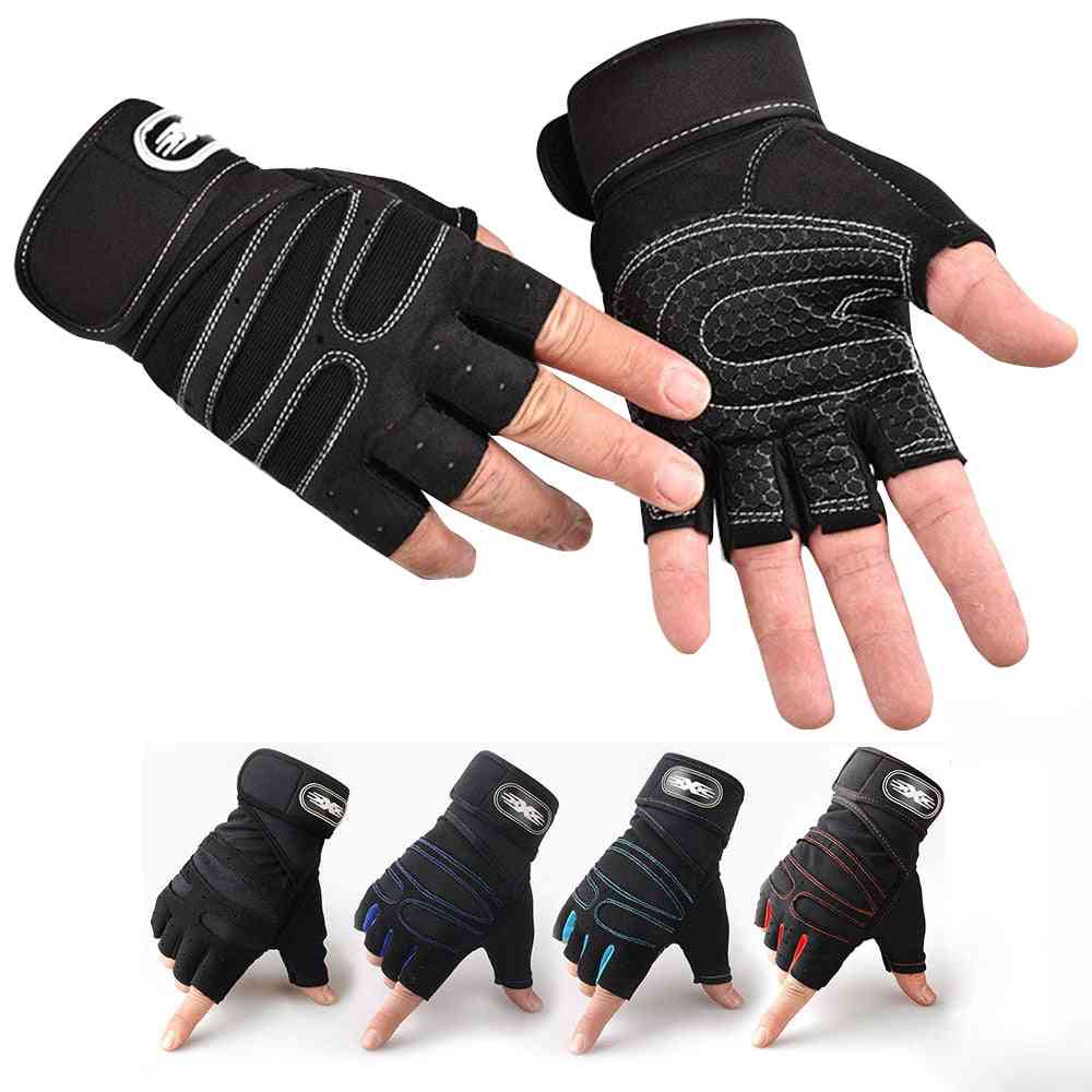 Težke vaje rokavice za dvigovanje uteži za pol prsta, rokavice za bodybuilding
