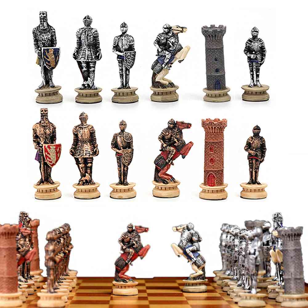 Middelalder ridder kamp tema skak dam sæt
