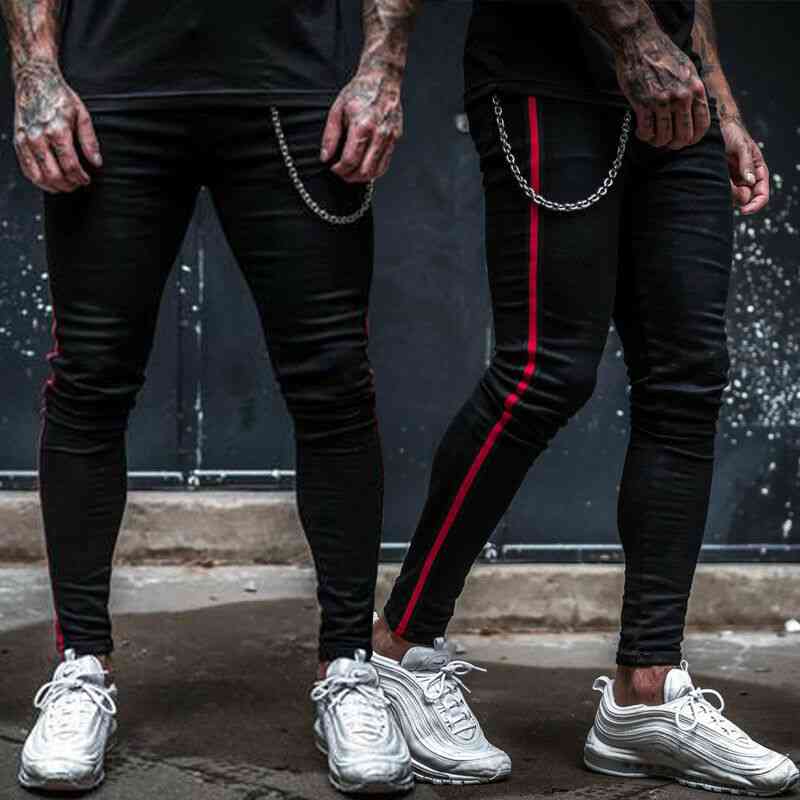 Men- Hipster Joggers Gym, Track Side Stripe, Skinny Trousers, Skateboarding Pants