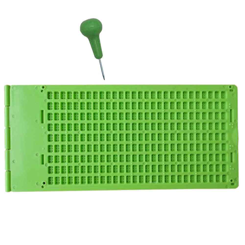 Portable 4-lines & 28-cells, Stylus Braille Writing Slate, Practice Plastic School Tool