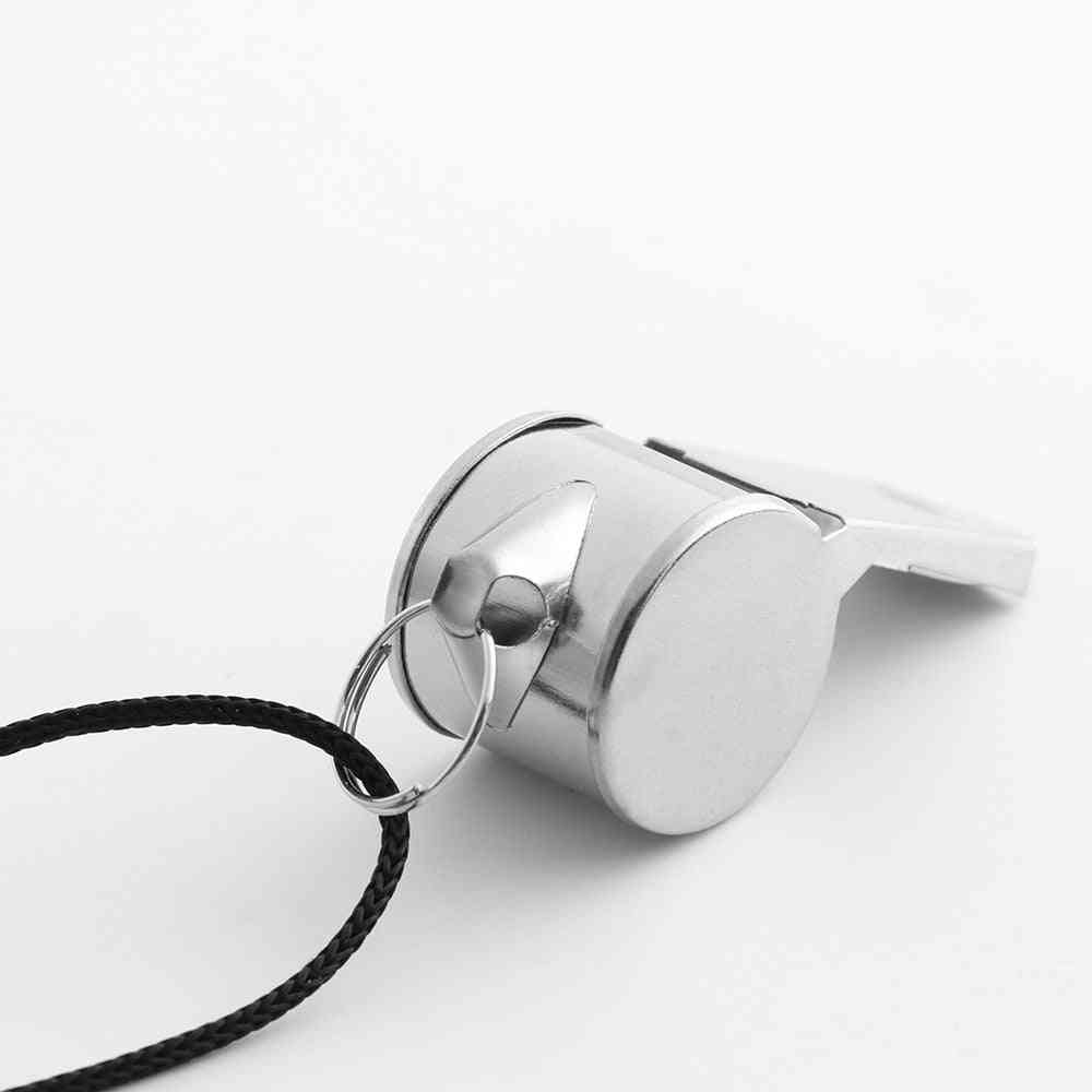 Stainless Steel With Rope Referee Whistles