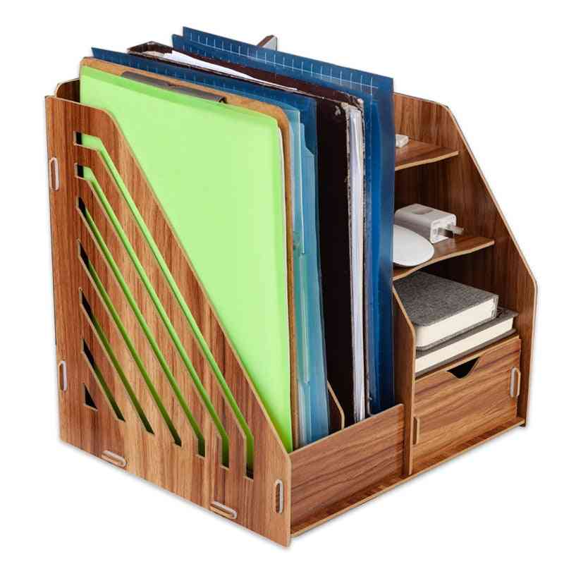 Wooden Magazine Desk Organizers, Book Stationery Storage Holder