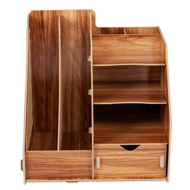 Wooden Magazine Desk Organizers, Book Stationery Storage Holder