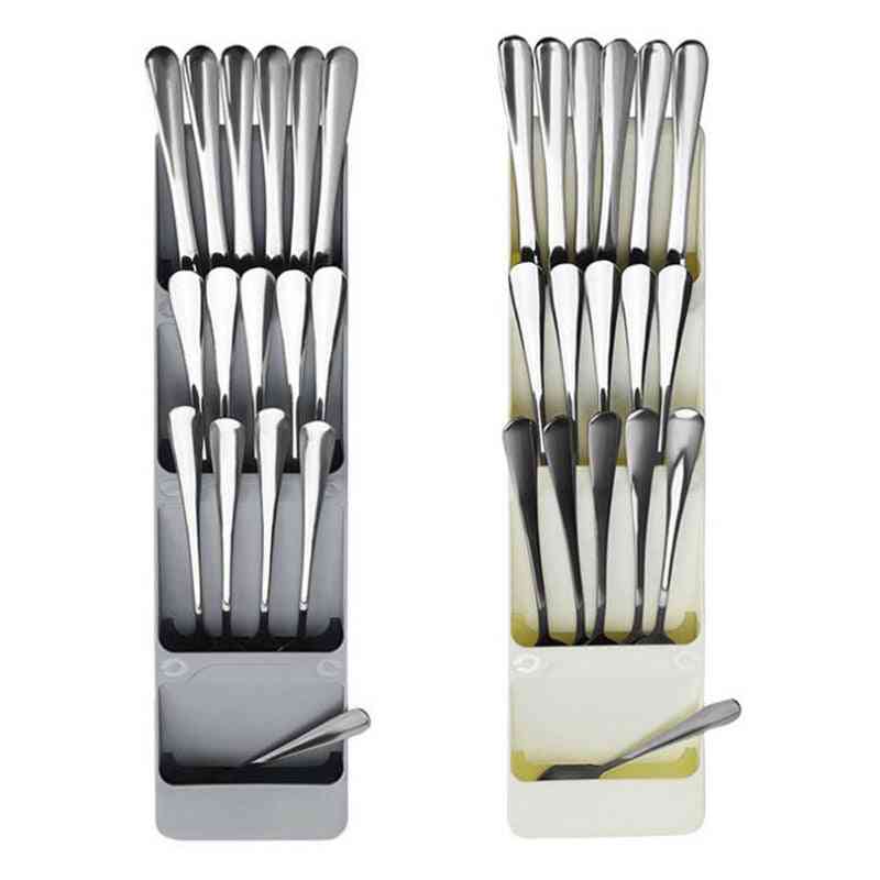 Plastic Knife Block Holder, Drawer Knives Fork Spoons Storage Rack