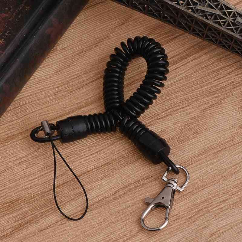 Spring Elastic Retractable Tactical Rope Phone Antilost Key Chain