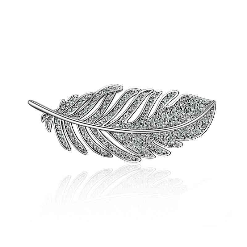 Fashion Leaf Feather 925 Sterling Brooches
