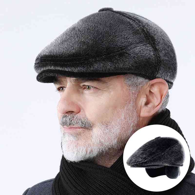 Faux Fur Newsboy Hat With Earflaps
