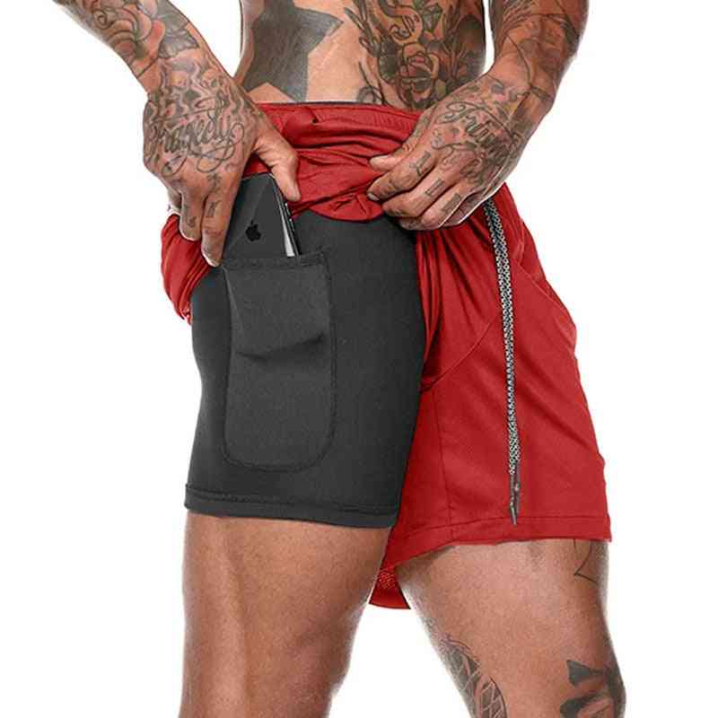 Men's Running Sports Shorts Male Double-deck