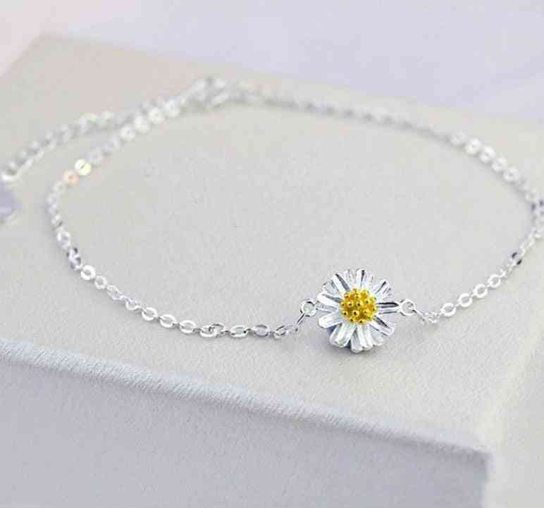 925 Sterling Women Jewelry Daisy Flower Anklets Jewelry