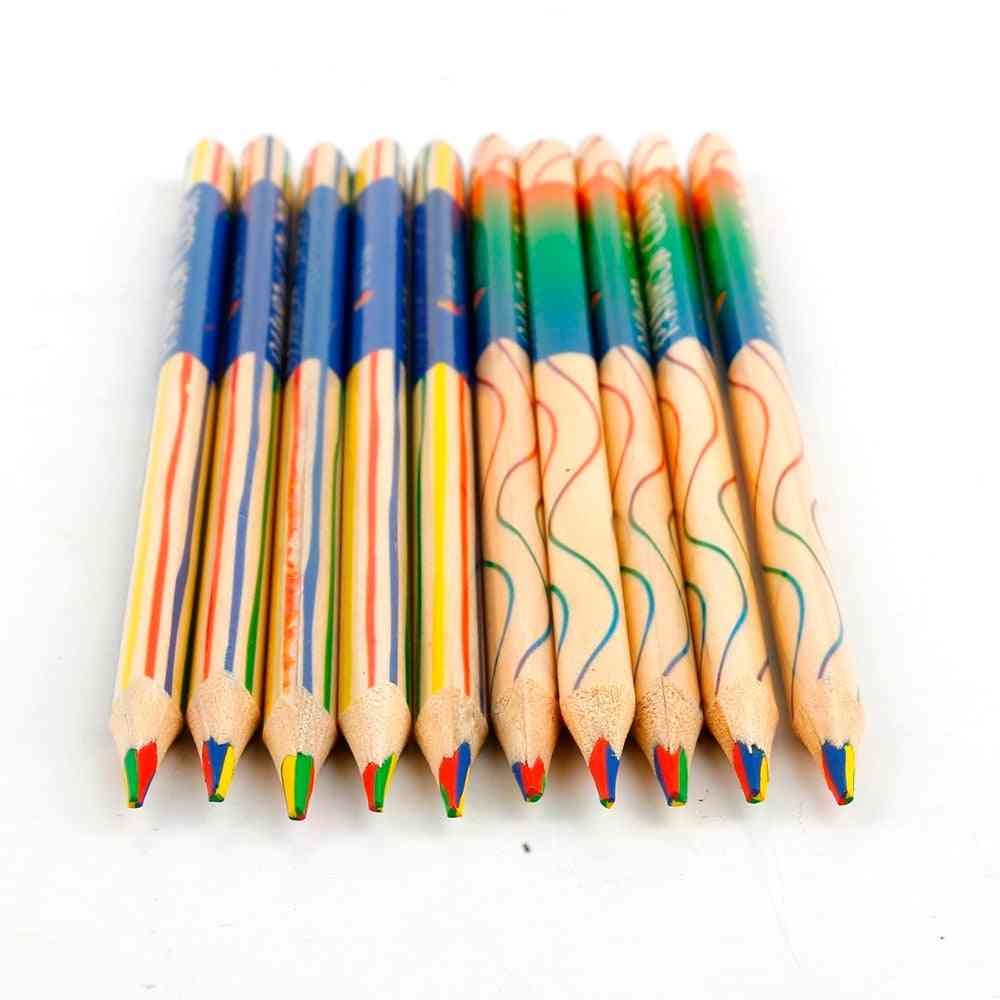 Crayon de couleur arc-en-ciel en bois pour enfant