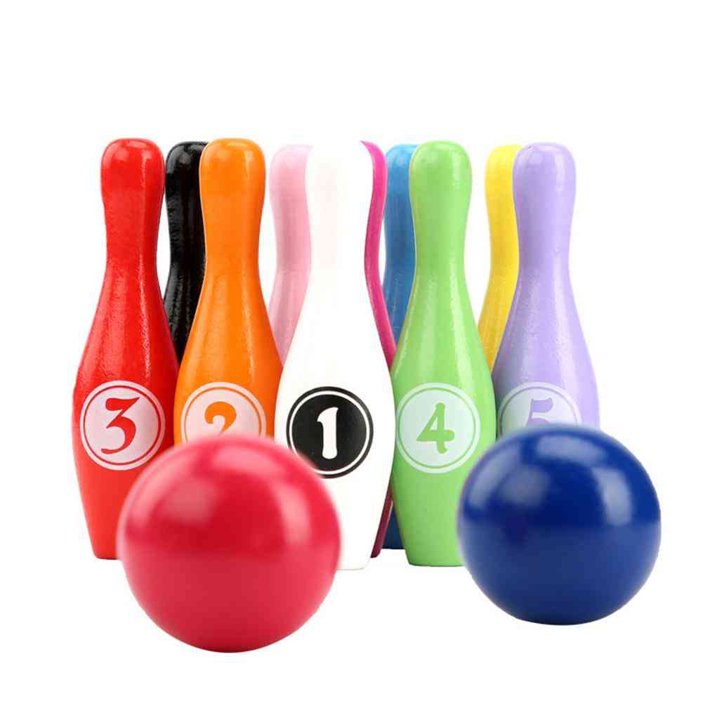 Wooden Bowling Set House Sports Play Games