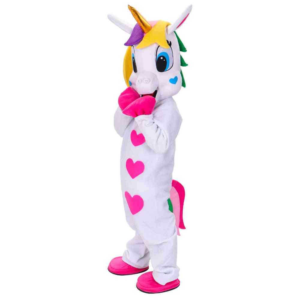 Costume della mascotte del cavallo del costume della mascotte dell'unicorno bianco