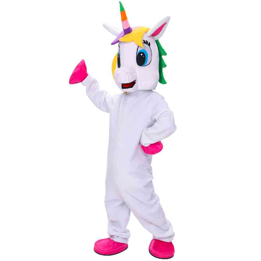 Costume della mascotte del cavallo del costume della mascotte dell'unicorno bianco