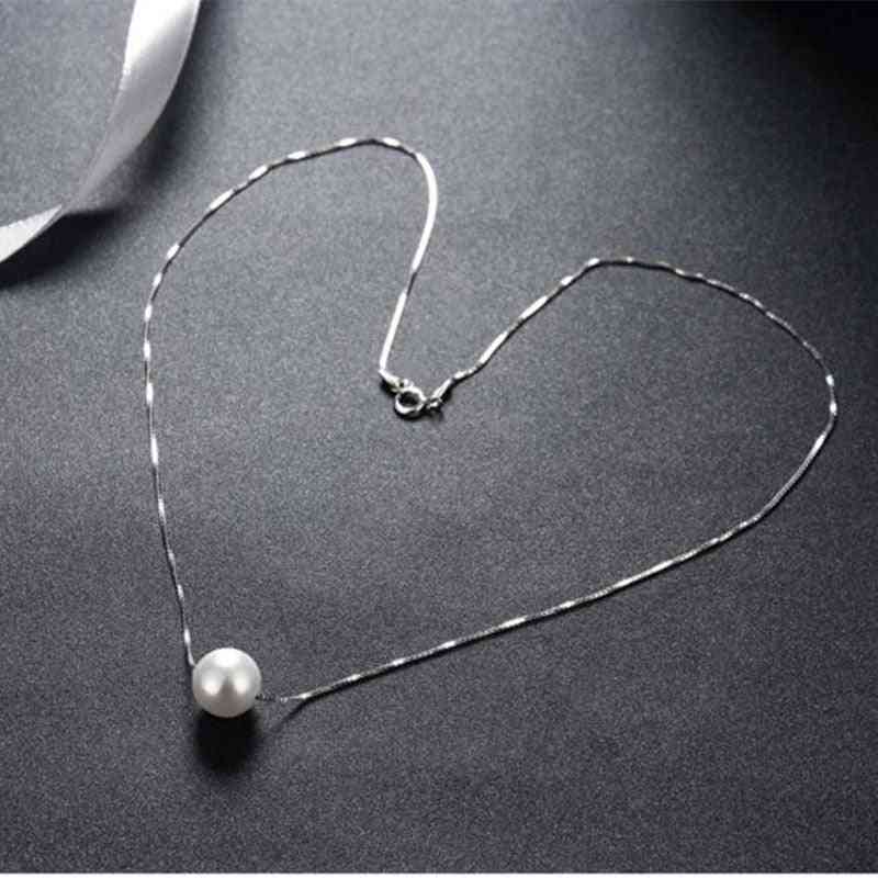 925 Sterling Silver Jewelry Pearl Chain Necklace