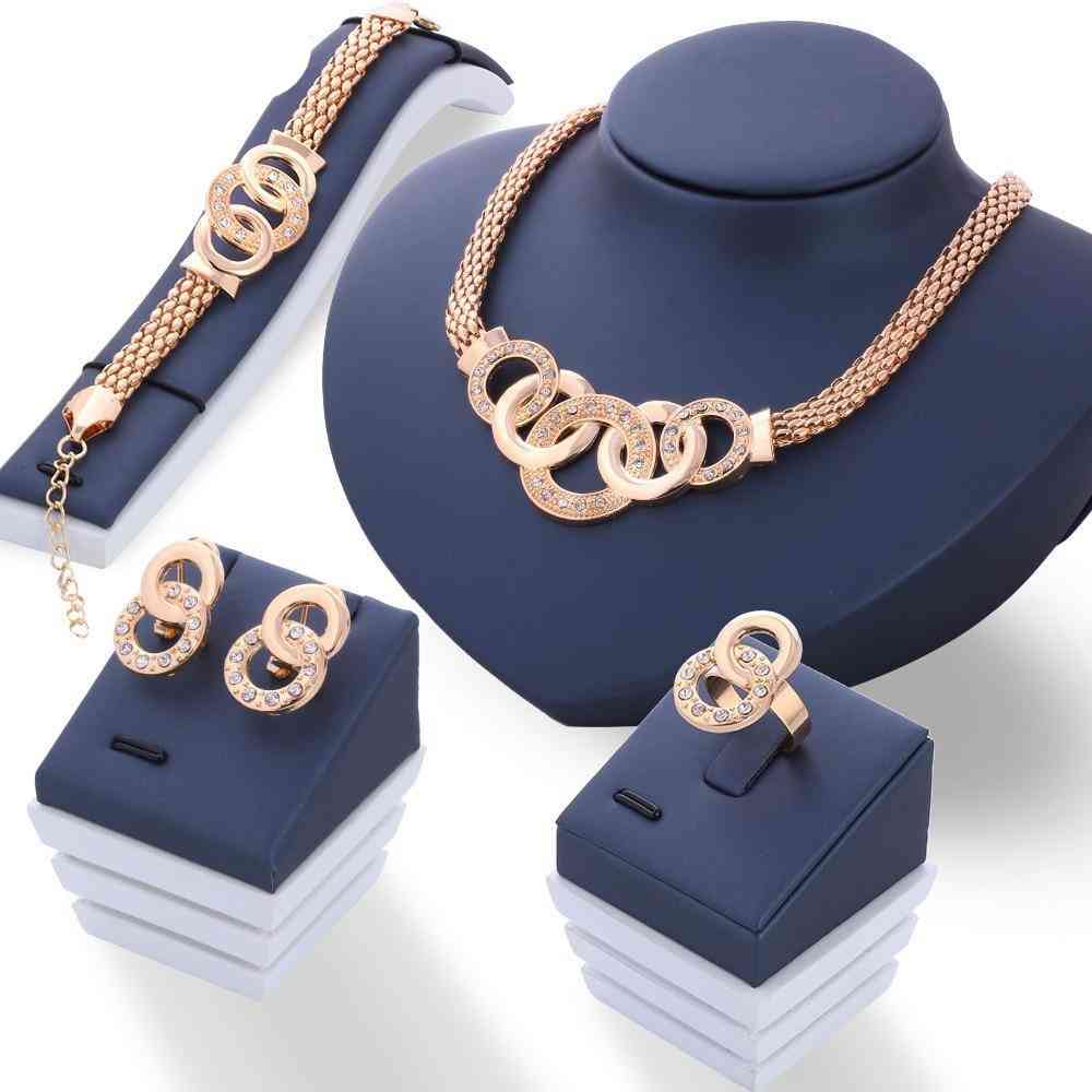 Fashion Rose Gold Crystal Jewelry Set
