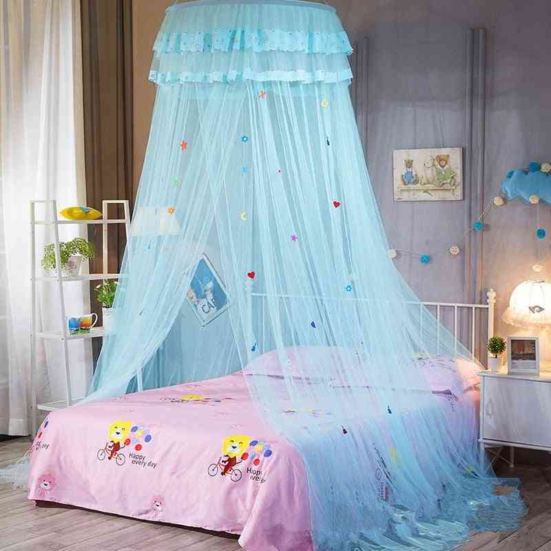 Dětská elegantní tylová postel, baldachýn, kruhová povlečení, moskytiéra pro dvojčata, krále
