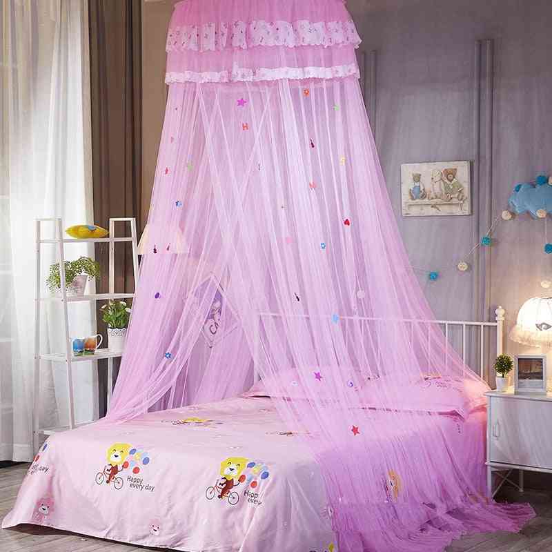 Dětská elegantní tylová postel, baldachýn, kruhová povlečení, moskytiéra pro dvojčata, krále