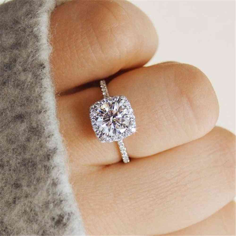 Romantic Vow- Sincere Engagement, Exquisite White Drill Rings