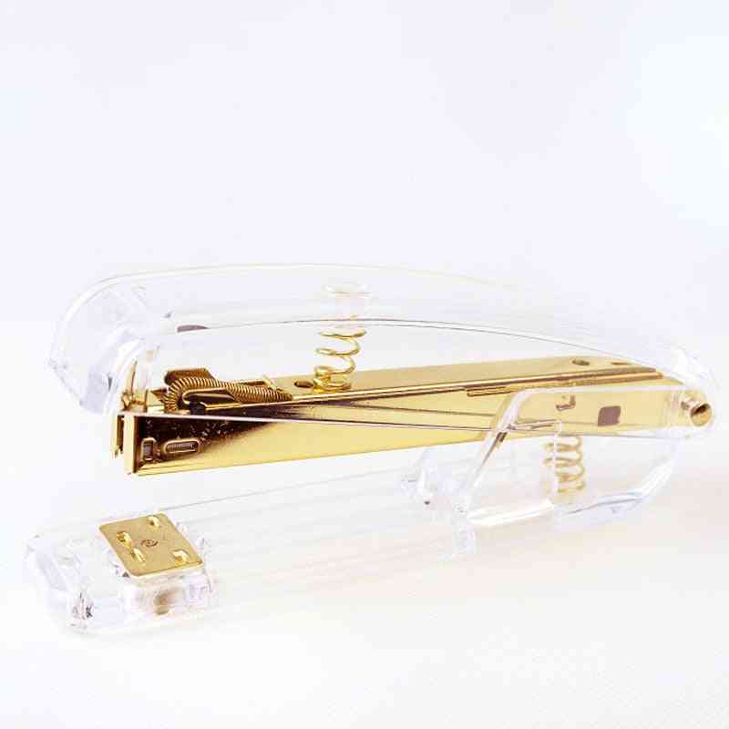 Luxusní růžová zlatá kovová ruční průhledná akrylová sešívačka