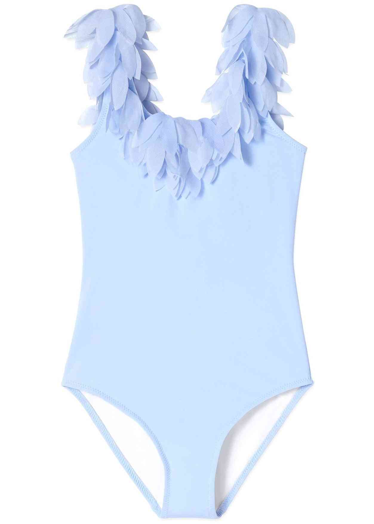 Blue Tank Swimsuit With Petals